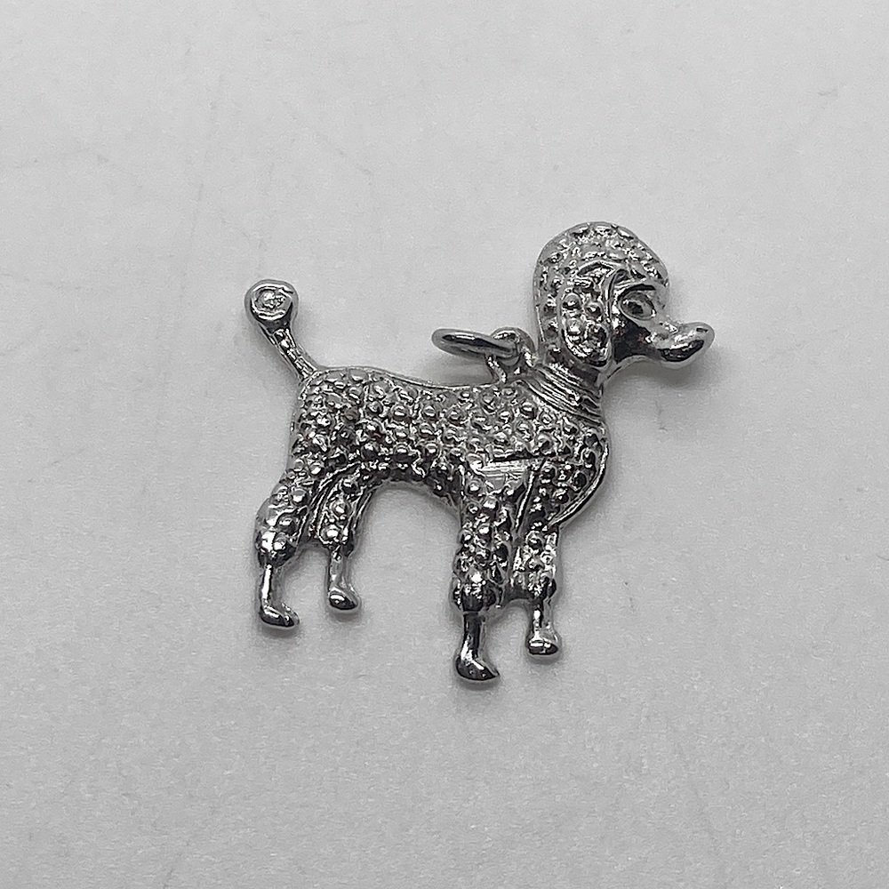 Vtg Sterling Silver Poodle Dog Pendant / Charm | 1” L